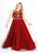 Kurves by Kimi - Bejeweled Illusion Neck A-line Dress 71669 In Red