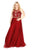 Kurves by Kimi - Bejeweled Illusion Neck A-line Dress 71669 In Red
