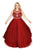 Kurves by Kimi - Bejeweled Illusion Neck A-line Dress 71669 In Red