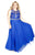 Kurves by Kimi - Bejeweled Illusion Neck A-line Dress 71669 In Blue