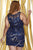 Kurves by Kimi - Illusion Bateau Neckline Sequin Embellished Cocktail Dress 71178 in Blue