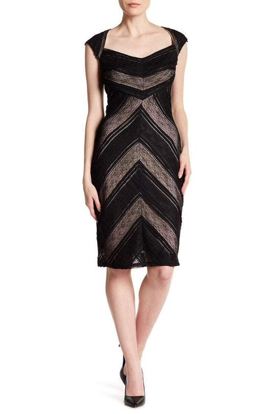 Sangria - DXGU994 Lace Queen Anne Sheath Dress in Brown