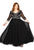 Kurves by Kimi - 71195 Beaded V Neck A Line Dress In Black