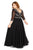 Kurves by Kimi - 71195 Beaded V Neck A Line Dress In Black