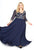 Kurves by Kimi - 71195 Beaded V Neck A Line Dress In Blue