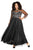 Kurves by Kimi - 71196 Embellished Jewel A Line Long Dress In Black
