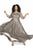Kurves by Kimi - 71196 Embellished Jewel A Line Long Dress In Gray