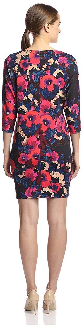 Donna Morgan - D3741M Quarter Sleeve Floral Dress in Red and Multi-Color