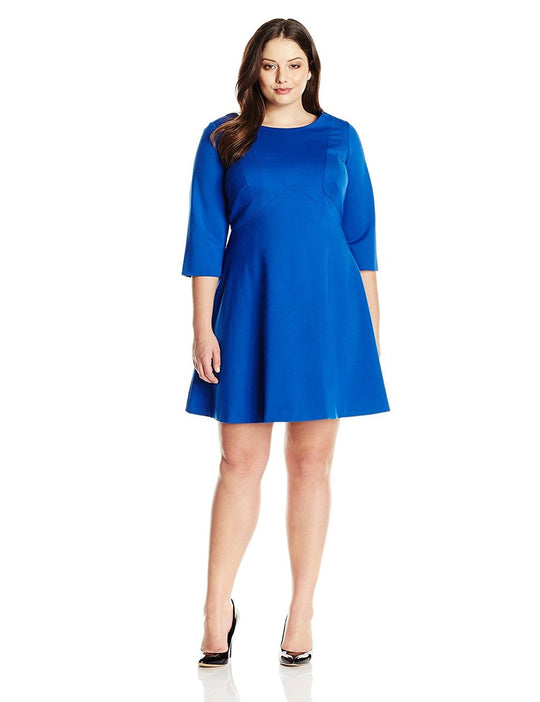 Adrianna Papell - Quarter Length Sleeves Short Dress 15247231 in Blue