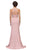 Eureka Fashion - 7133 Applique Halter Stretch Satin Trumpet Dress in Pink