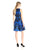 Donna Morgan - D3974M Floral Print Jewel Neck A-Line Dress in Blue and Black