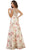 May Queen - RQ7554 Cap Sleeve Floral Embellished A-line Evening Gown In White
