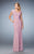 La Femme - 22040 Ruched V-Neck Trumpet Dress In Light Mauve