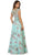 Cap Sleeve Floral Embellished A-line Evening Gown