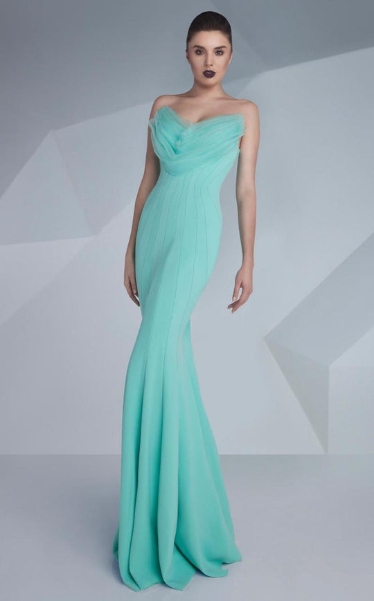 MNM Couture - Strapless Sweetheart Trumpet Dress G0607 in Green