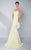 MNM Couture - Illusion Jewel Neck Trumpet Dress G0614 in Yellow