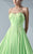 MNM Couture - Strapless Ruched Floral Long Gown G0626 in Green