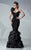 MNM Couture - Asymmetrical Ruffled Mermaid Gown G0629 in Black