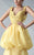 MNM Couture - Sleeveless Blouson Ruffled Long Gown G0651 in Yellow
