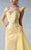 MNM Couture - Embroidered One Sleeve Long Gown G0652 in Yellow