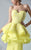 MNM Couture - Strapless Floral Ruffled Long Gown G0659 in Yellow