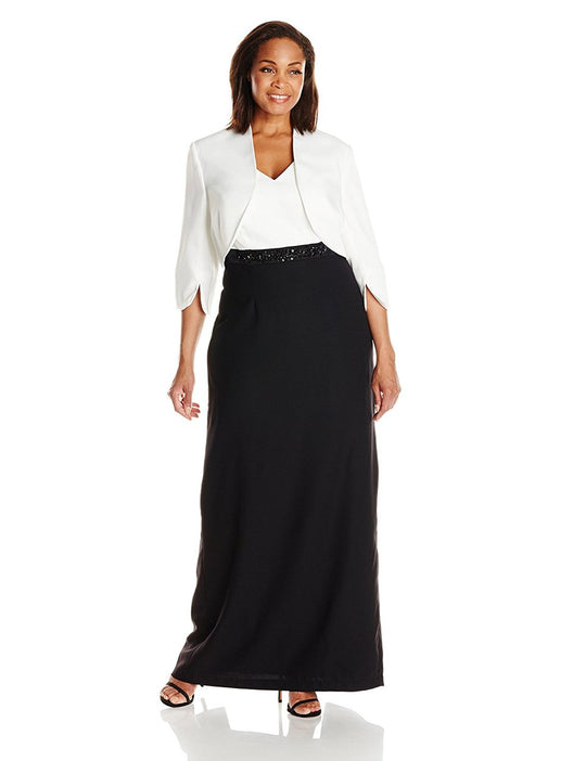 Adrianna Papell - Contrast Beaded Dress 81907701 in Black and White