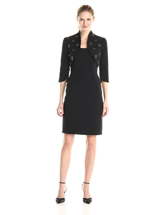 Adrianna Papell - Square Neck Cocktail Dress 081920360 in Black