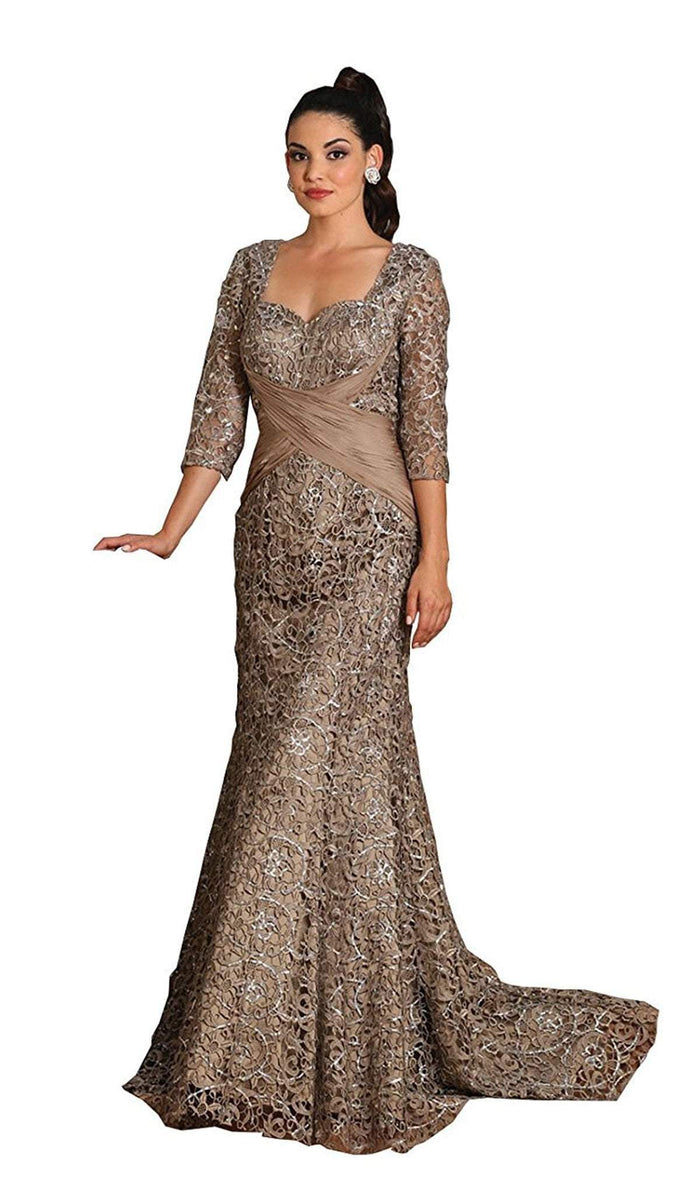 Lace Crisscrossed Shirring Mermaid Evening Gown