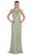 May Queen - RQ7182 Rhinestone Lace Floral Evening Gown in Green