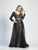 Dave & Johnny - Long Sleeve Beaded Lace V Neck Evening Gown A7165 In Black