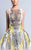 Beside Couture - BC1125D + CAGE Lace Appliqued Illusion Ballgown in White and Silver