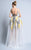 Beside Couture - BC1125D + CAGE Lace Appliqued Illusion Ballgown in White and Silver