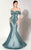 MNM Couture - 2276 Off-Shoulder Structured Mermaid Gown in Blue and Green