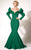 MNM Couture - Long Sleeve Off-Shoulder Mermaid Dress 2285A in Green