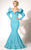 MNM Couture - Long Sleeve Off-Shoulder Mermaid Dress 2285A in Blue