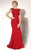 MNM Couture - C1203 Embellished Bateau Neck Sheath Dress in Red