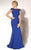 MNM Couture - C1203 Embellished Bateau Neck Sheath Dress in Blue