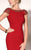 MNM Couture - C1203 Embellished Bateau Neck Sheath Dress in Red