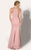 MNM Couture - C1204 Gilded Cap Sleeve Evening Gown in Pink