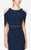 Daymor Couture - 350 Cold Shoulder Beaded Waist Sheath Gown in Blue