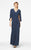 Daymor Couture - Ruched Jeweled Sheath Gown 354 in Blue