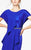 Daymor Couture - Short Sleeves Ruffled Long Dress 366 in Blue