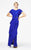 Daymor Couture - Short Sleeves Ruffled Long Dress 366 in Blue