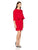Taylor - 9859M Quarter Sleeve Ruffle-Trimmed Popover Dress In Red