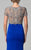 Lara Dresses - Embellished Illusion Jewel Neck Sheath Dress 32943 in Blue