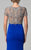 Lara Dresses - Embellished Illusion Jewel Neck Sheath Dress 32943 in Blue