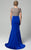 Lara Dresses - Embellished Illusion Jewel Neck Sheath Dress 32943 in Blue