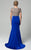 Lara Dresses - Embellished Illusion Jewel Neck Sheath Dress 32943 in Blue