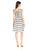 Donna Morgan - D4198M Stripe Print Bateau A-line Dress in White and Black