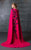 MNM Couture - Bateau Neck Trumpet Dress with Cape N0071 in Black and Pink